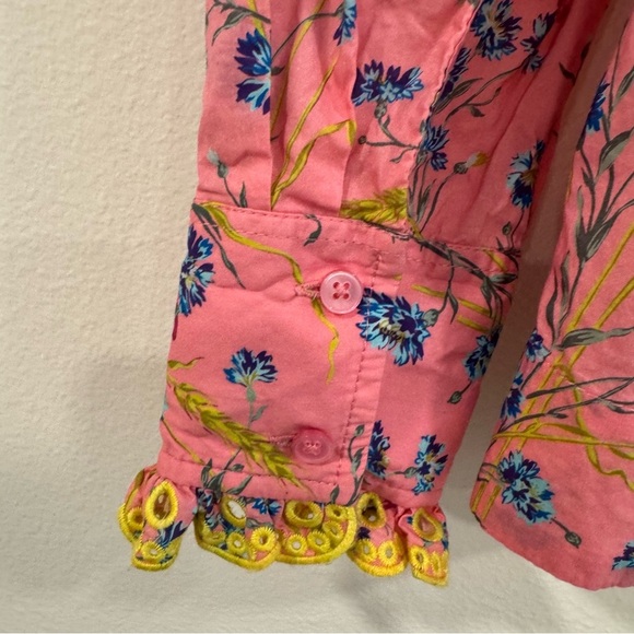 J.Crew Cotton Poplin Ruffle Blouse Embroidery Liberty Print Floral XS - Picture 6 of 7